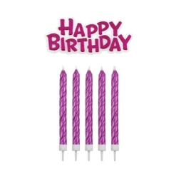 16 Bougies Roses + Happy Birthday>Cerf Dellier New