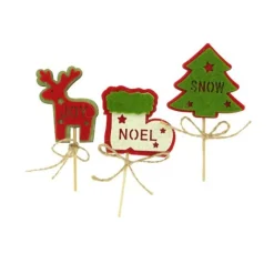 3 Décors De Noël Assortis En Bois Theme 2>Cerf Dellier Discount