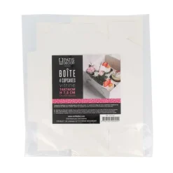 Boite 4 Cupcakes Blanche 16 X 16 Cm Patisdecor><noscript><img width=