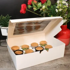 Boite Cupcakes Blanche Rectangulaire Patisdecor><noscript><img width=