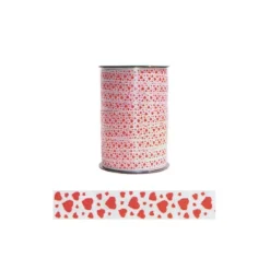 Bolduc Blanc Coeurs Rouges 10 Mm (100 M)>Cerf Dellier