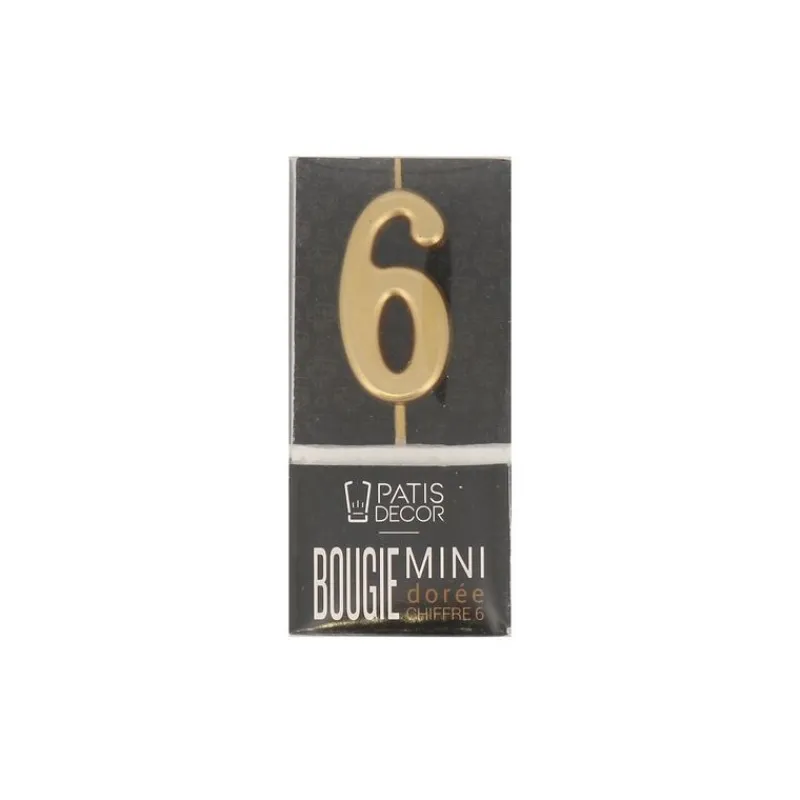 Bougie Anniversaire Doree Chiffre 6 Patisdecor>Cerf Dellier