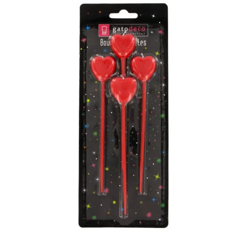 Bougies Coeurs Rouges Sur Pique Haute Patisdecor (X 4)>Cerf Dellier Outlet
