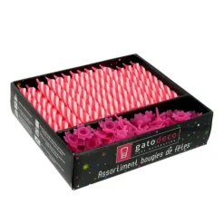 Bougies Torsadees 8 Cm Et Bobeches Roses Patisdecor (X 70)>Cerf Dellier Online