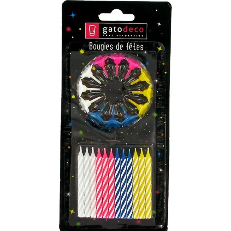 Bougies Torsadees 6 Cm Fines Assorties Patisdecor (X 12)>Cerf Dellier Sale