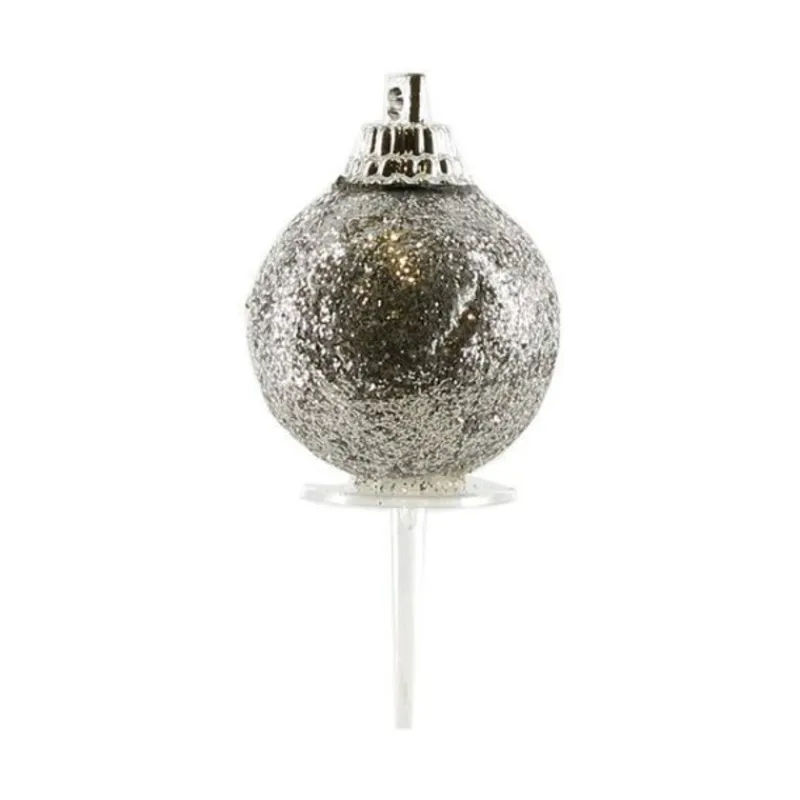Boules De Noël Argentees Paillettes Sur Pique (X50)>Cerf Dellier Clearance