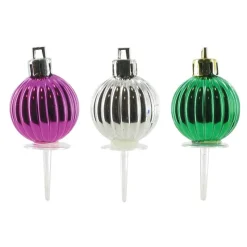Boules De Noël Rayees Assorties Sur Pique (X50)>Cerf Dellier Clearance