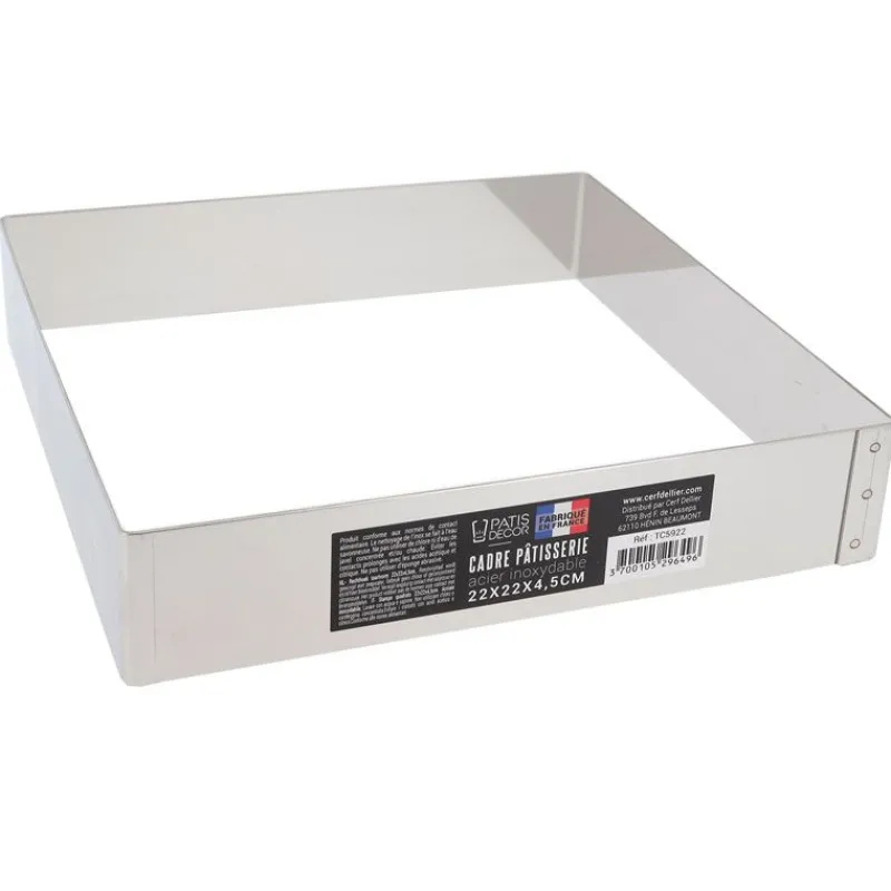 Cerf Dellier Cadres À Patisserie*Cadre A Mousse Inox H 4,5 Cm 22 X 22 Cm Patisdecor
