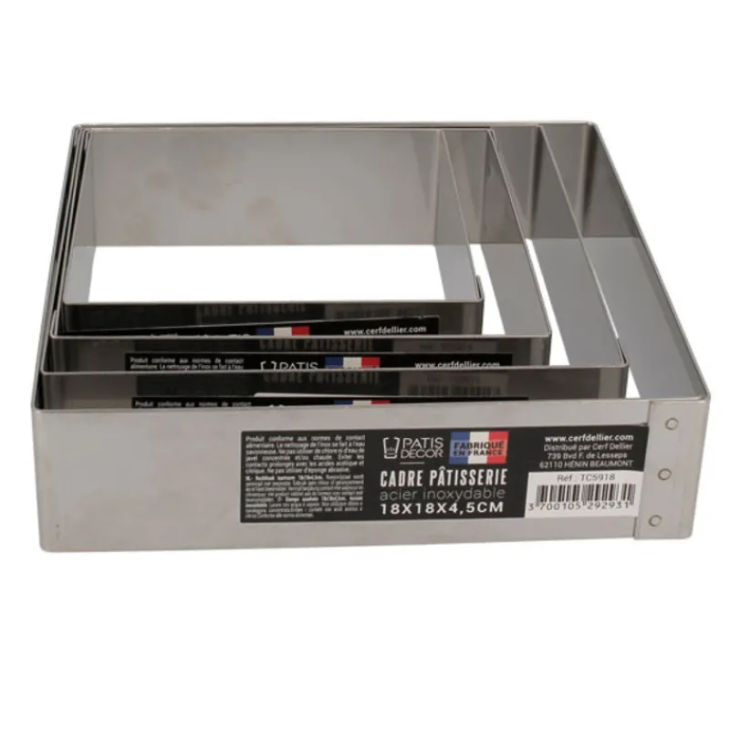 Cerf Dellier Cadres À Patisserie*Cadre A Mousse Inox H 4,5 Cm 12 X 12 Cm Patisdecor