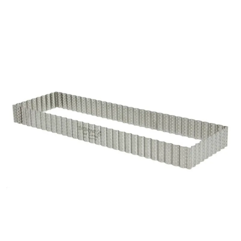 Cerf Dellier Caisses À Génoise*Cadre A Tarte Rectangulaire Cannele Et Perfore Inox H 3 Cm - 35 X 10 Cm De Buyer