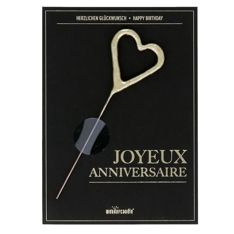 Cierge Magique Coeur Dore + Carte Joyeux Anniversaire Noire>Cerf Dellier Best