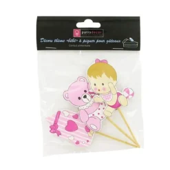 Cupcake Toppers Bebe Fille En Bois (X3)>Cerf Dellier New