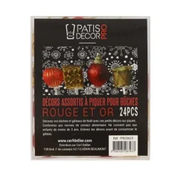 Décors Assortis Rouge Argent A Piquer Sur Bûches (X24)>Cerf Dellier
