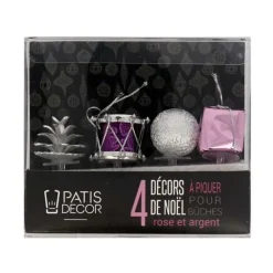 Décors De Noël Assortis Rose Argent Sur Pique (X4)>Cerf Dellier Discount