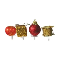 Décors De Noël Assortis Rouge Dore Sur Pique (X4)>Cerf Dellier Discount