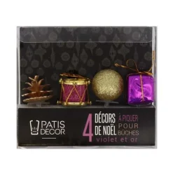 Décors De Noël Assortis Violet Dore Sur Pique (X4)>Cerf Dellier Hot