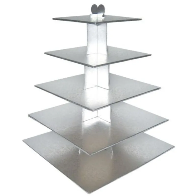Grand Presentoir Cupcakes Argent Carre>Cerf Dellier Discount