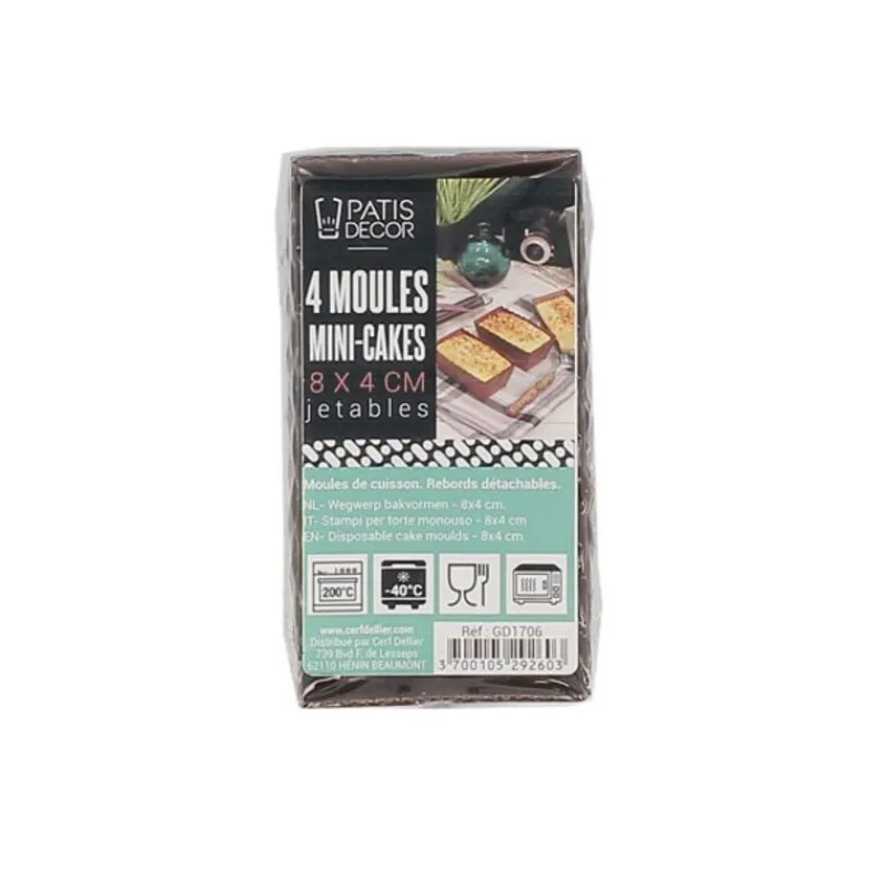 Cerf Dellier Moules À Cake*Mini-Moules À Cake Jetables Patisdecor (X4)