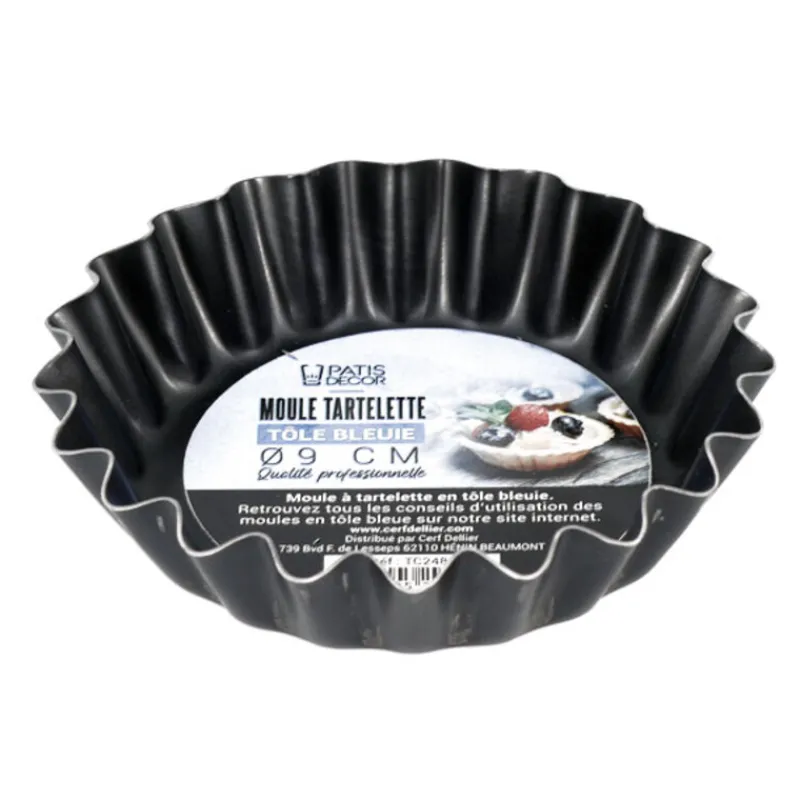 Cerf Dellier Moules À Tarte*Moule A Tartelette Cannelee Tole Bleuie 9 Cm