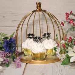 Presentoir Cage A Oiseaux Dore Patisdecor 25 Cm>Cerf Dellier Outlet