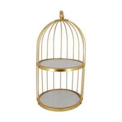 Presentoir Cage A Oiseaux Dore 2 Etages Patisdecor 20 Cm>Cerf Dellier New
