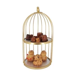 Presentoir Cage A Oiseaux Dore 2 Etages Patisdecor 20 Cm>Cerf Dellier New