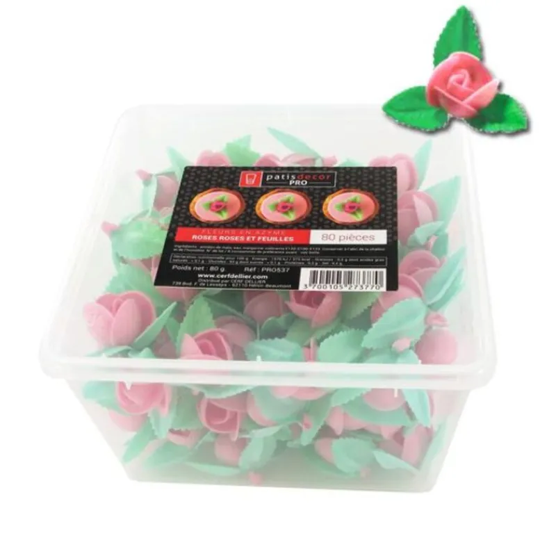 Roses Roses Et Feuilles En Azyme Patisdecor Pro (X80)>Cerf Dellier Online