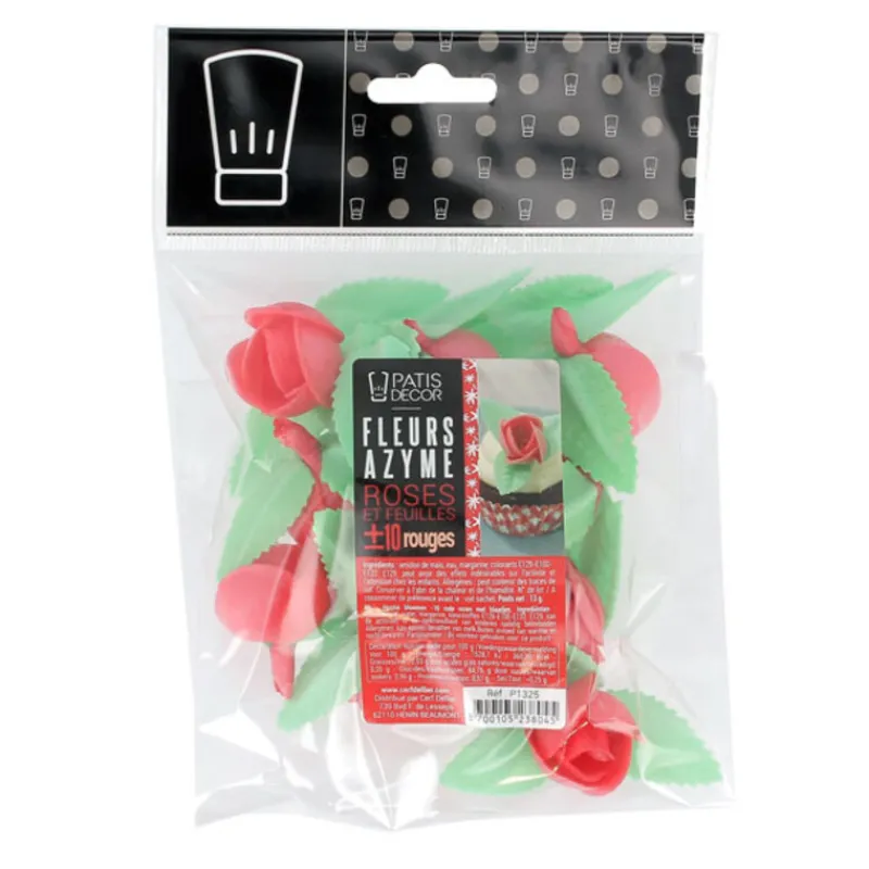 Roses Rouges Avec Feuilles Patisdecor (X10)>Cerf Dellier Hot