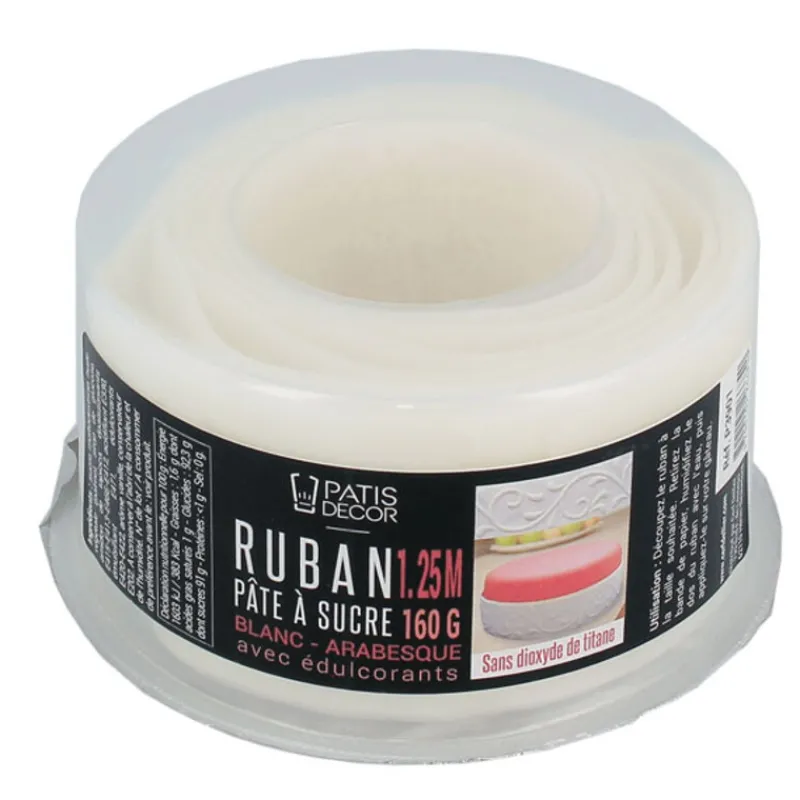 Cerf Dellier Ruban Pâte À Sucre*Ruban Pâte À Sucre Blanc Arabesques (1,25 M)