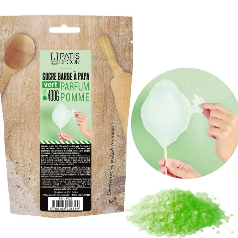 Cerf Dellier Sucre Pour Barbe À Papa*Sucre Barbe À Papa Pomme Verte Patisdecor 400 G
