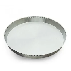 Cerf Dellier Moules À Tarte*Tourtiere Ronde Cannelee Fixe Alu 26 Cm Gobel